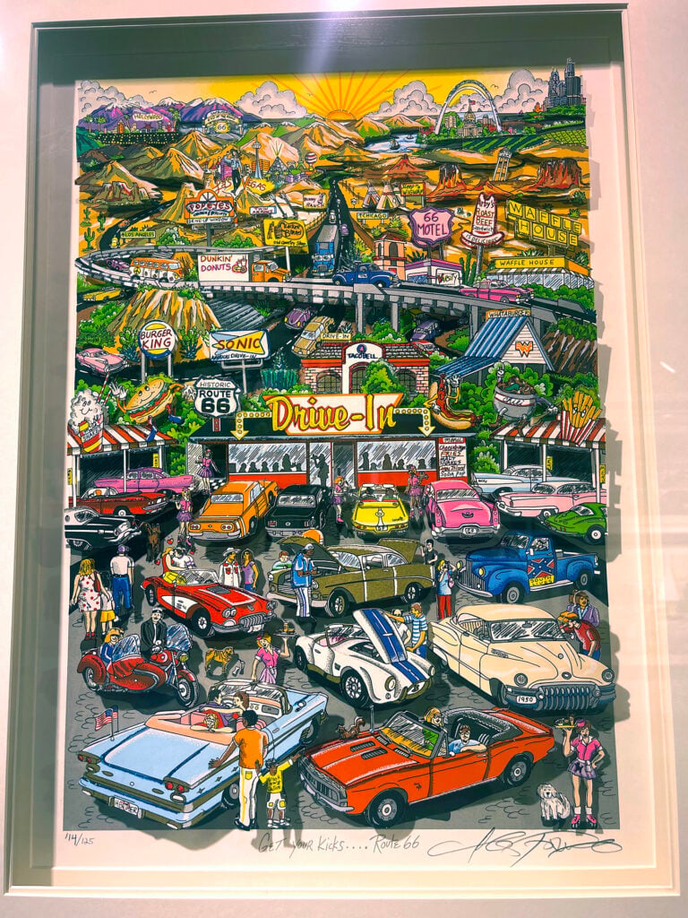 Charles Fazzino “GET YOUR KICKS…ON ROUTE 66 - 3D” (Framed size 80